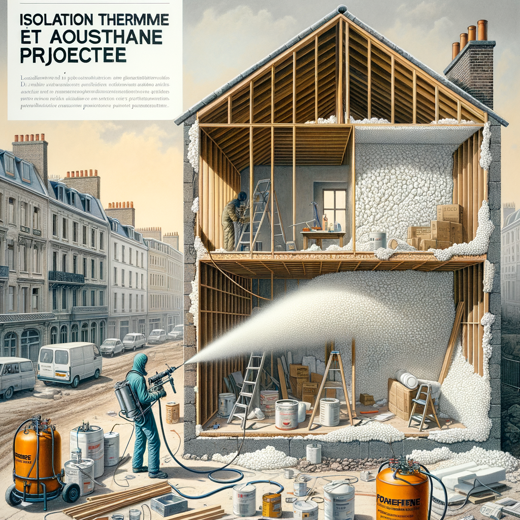 Cross-section of building walls insulated with ICYNENE spray polyurethane foam for thermal and acoustic isolation in Oujda.