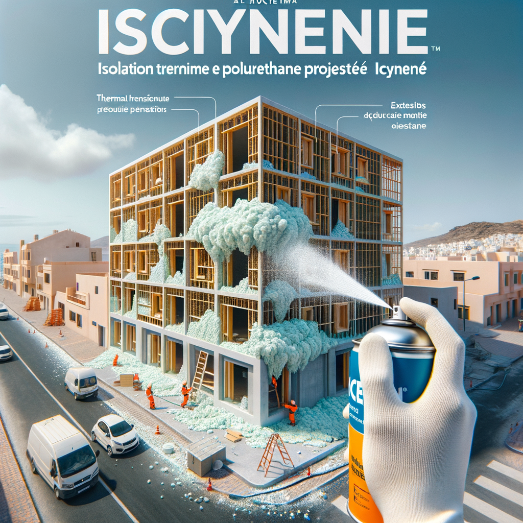 Application de mousse polyuréthane projetée ICYNENE sur un bâtiment à Al Hoceima pour isolation thermique et acoustique.