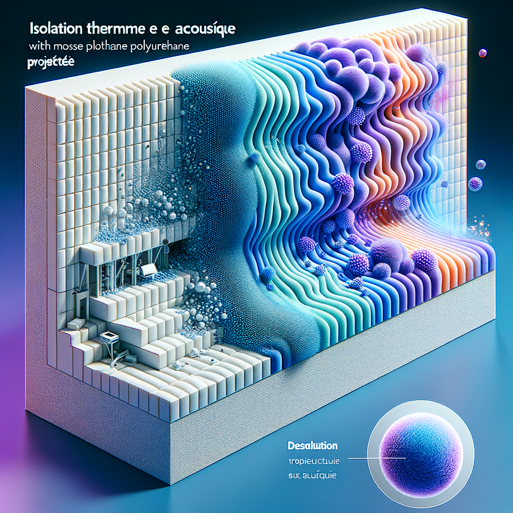 3D illustration showing sprayed polyurethane foam insulation for thermal and acoustic protection in a building.